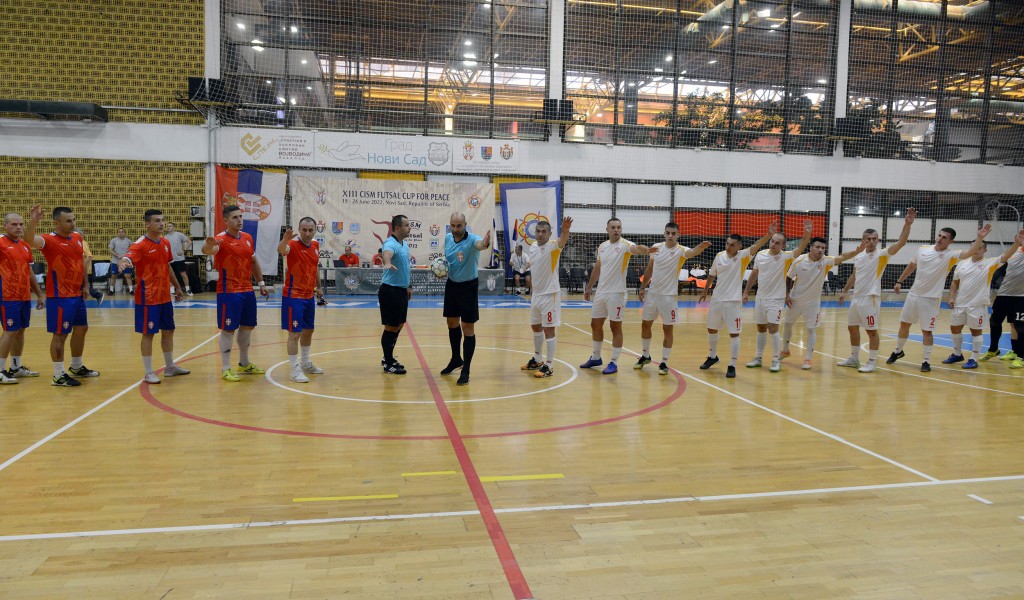 Serbian and Montenegrin military national teams secure victories at the start of 13th CISM Futsal Cup for Peace